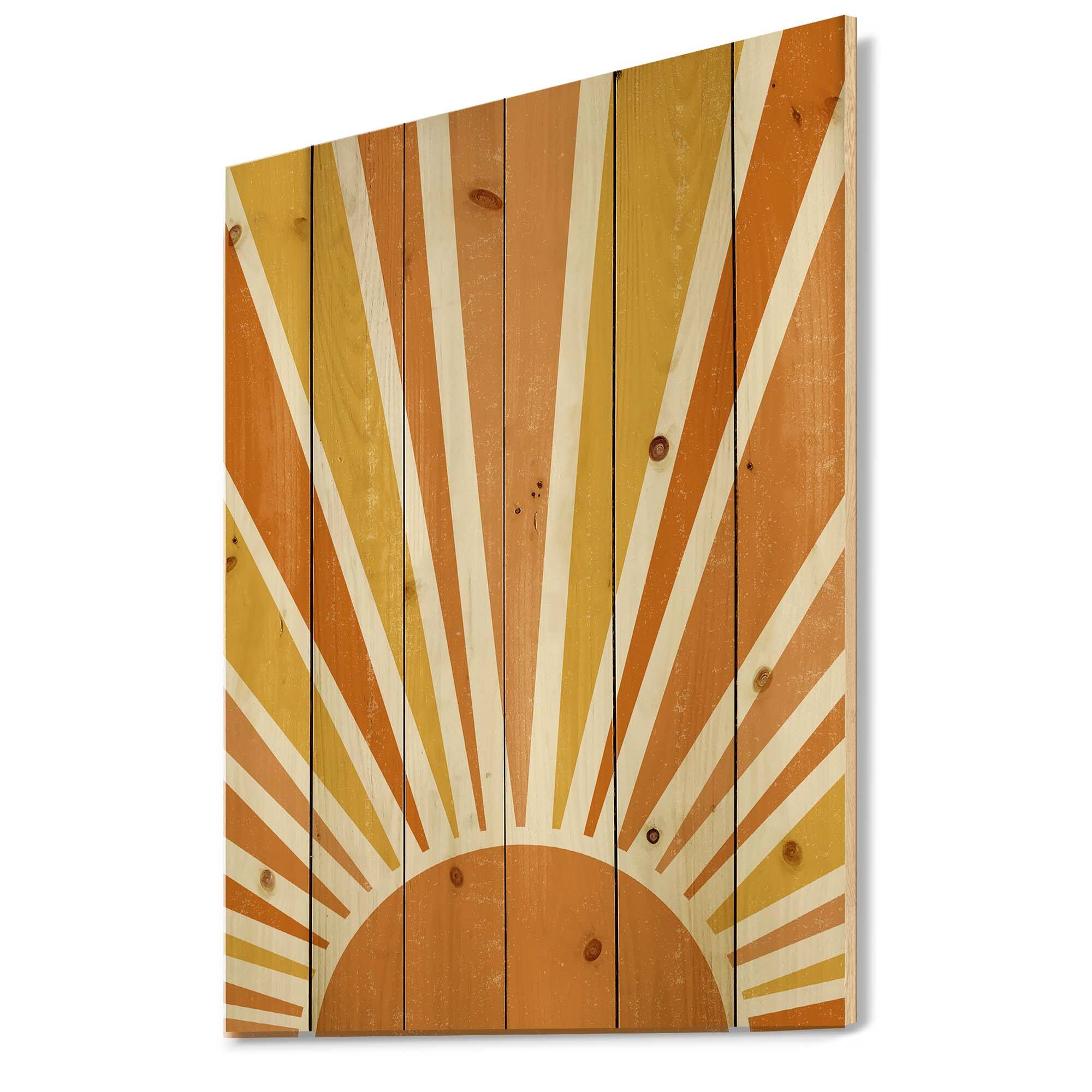 Designart - Minimalist Bright Shining Orange Sun Rays II